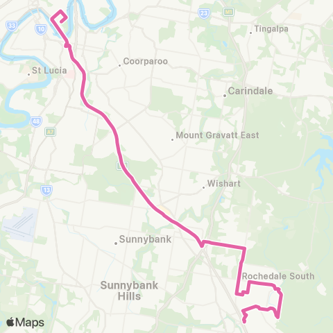 TransLink Brisbane City - Springwood via Rochedale S map