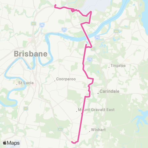 TransLink Garden City - Toombul via Carindale map