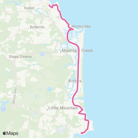 TransLink Caloundra - Maroochydore via Mooloolaba, Kawana map