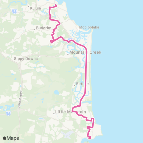 TransLink Caloundra - Maroochydore via Mtn Creek map