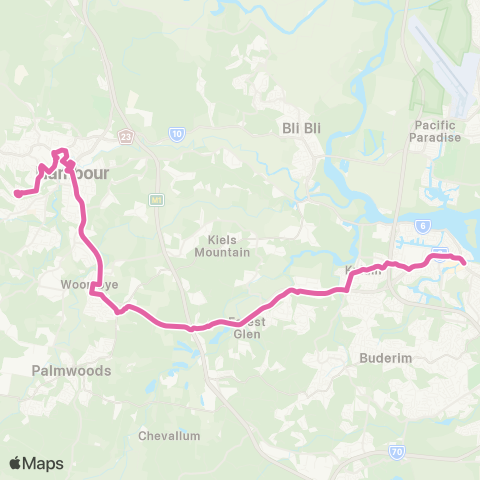 TransLink Nambour - Maroochydore via Kunda Park map