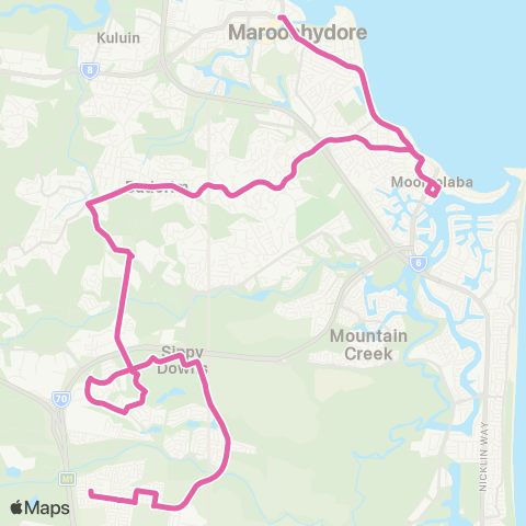 TransLink Maroochydore - Univ via Alexandra Headland map