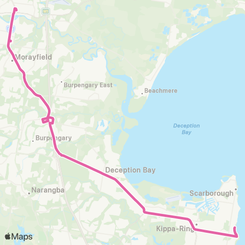 TransLink Caboolture - Redcliffe via Kippa-Ring map