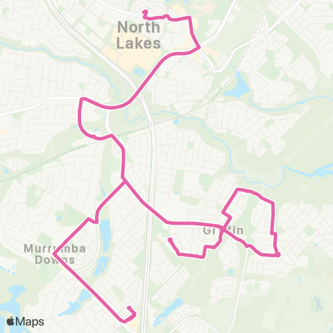 TransLink North Lakes - Murrumba Downs via Griffin map