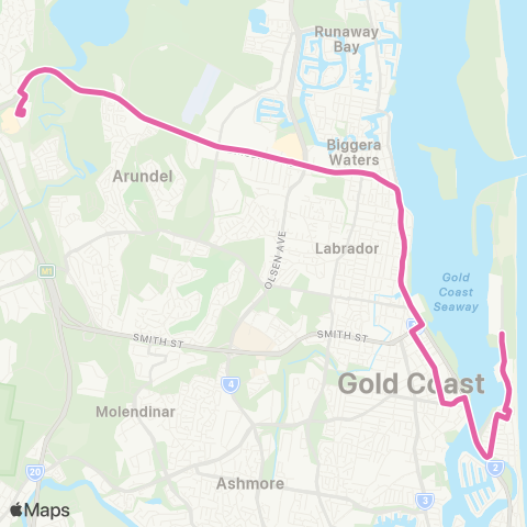 TransLink Sea World - Helensvale via Harbour Town map