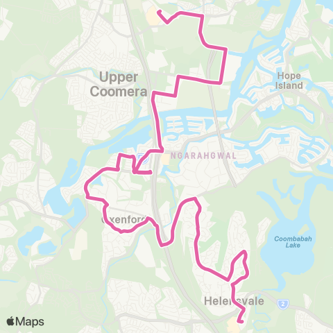 TransLink Coomera - Helensvale via Oxenford map