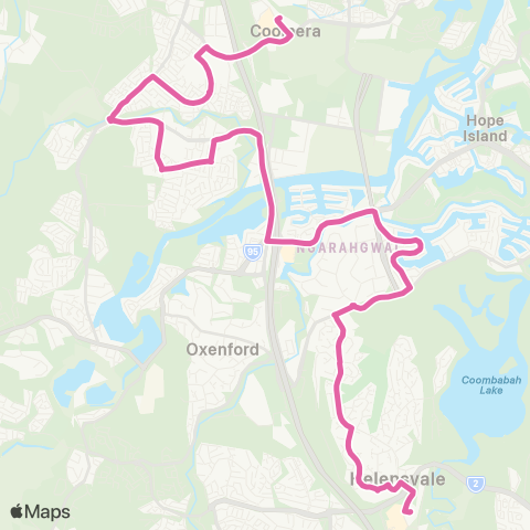 TransLink Coomera - Helensvale via Upper Coomera map