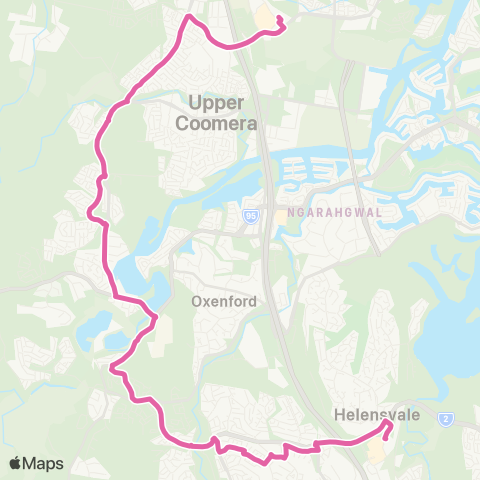 TransLink Coomera - Helensvale via Upper Coomera map
