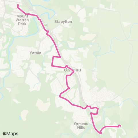 TransLink Beenleigh - Ormeau via Yatala, Ormeau Hills map