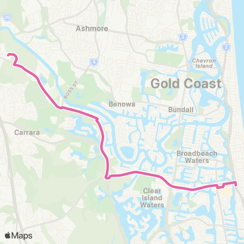 TransLink Broadbeach - Nerang map