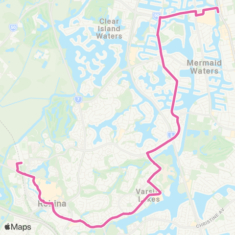 TransLink Robina - Broadbeach via Bond University map
