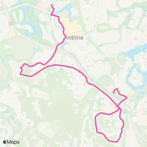TransLink Robina - Varsity Lakes via Reedy Creek map
