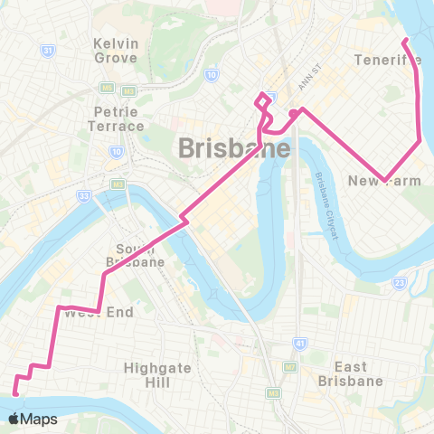 TransLink West End - Teneriffe Ferry map