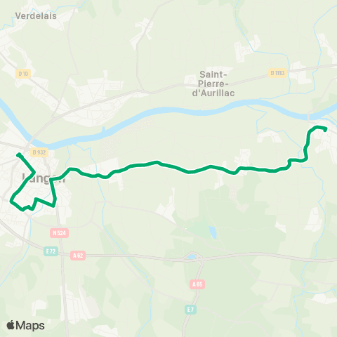 Sud Gironde Mobilités Ne2 Castets Langon map