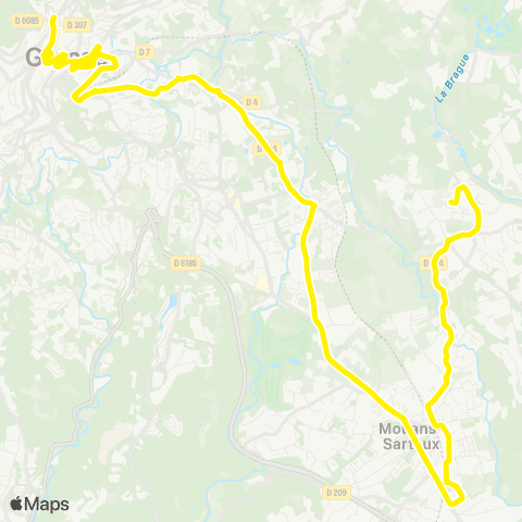 Sillages - Réseau scolaire Plascassier - Mouans-sartoux Ctre - Grasse SNCF - Grasse Ctre Ville map