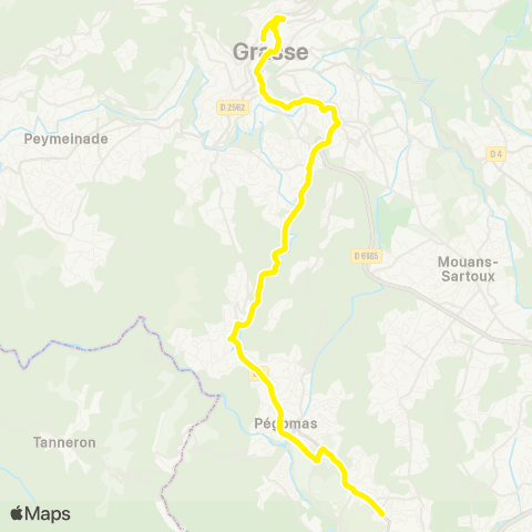Sillages - Réseau scolaire Dandon - Stade Perdigon - Les Chasseurs Alpins - Grasse Ctre Ville map