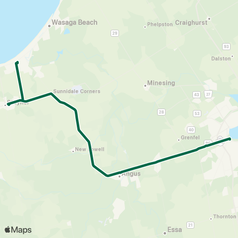 Simcoe County LINX Barrie-Wasaga Beach map