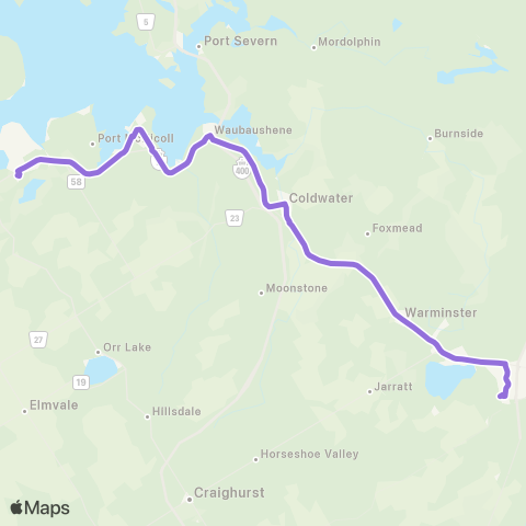 Simcoe County LINX Midland-Orillia map