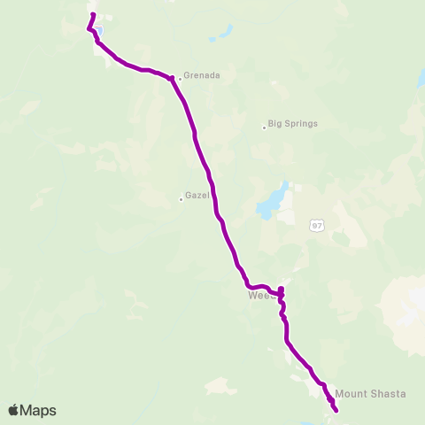 STAGE Siskiyou County Dunsmuir / McCloud / Yreka map