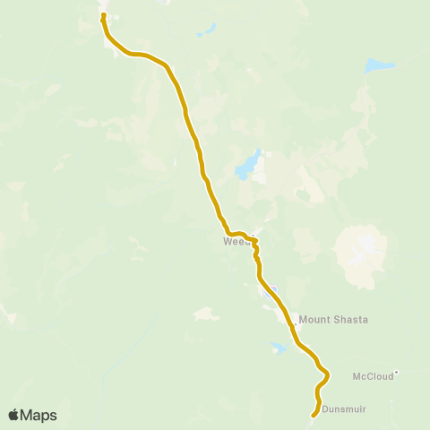 STAGE Siskiyou County McCloud / Dunsmuir / Yreka map