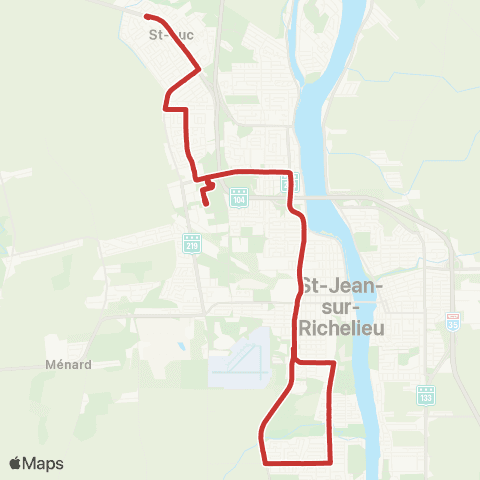 Saint-Jean-sur-Richelieu Ligne rouge map