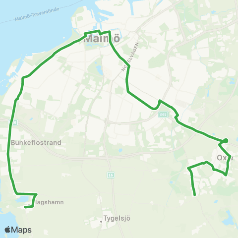 Skånetrafiken Klagshamn-Bunkeflostrand-Malmö C-Käglinge map