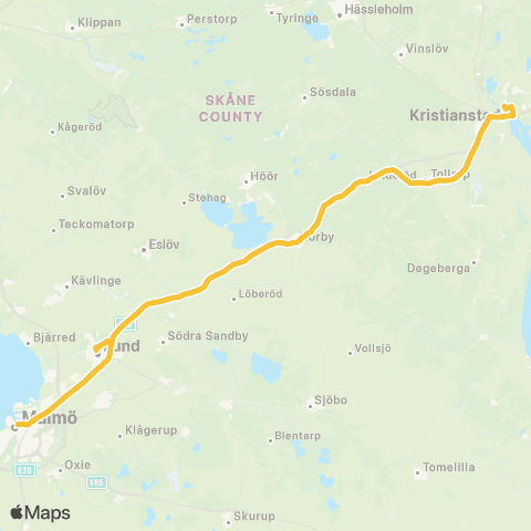 Skånetrafiken Kristianstad - Malmö map