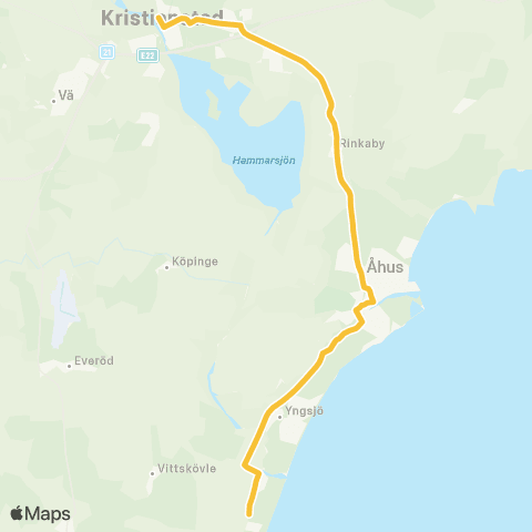 Skånetrafiken Kristianstad-Åhus-Yngsjö-Furuboda map