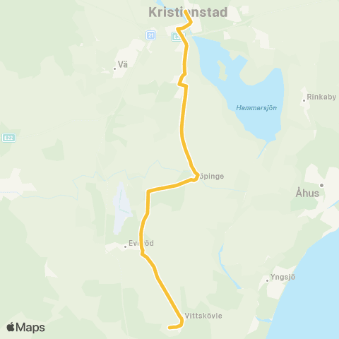 Skånetrafiken Kristianstad C-Gärds Köpinge-Vittskövle map