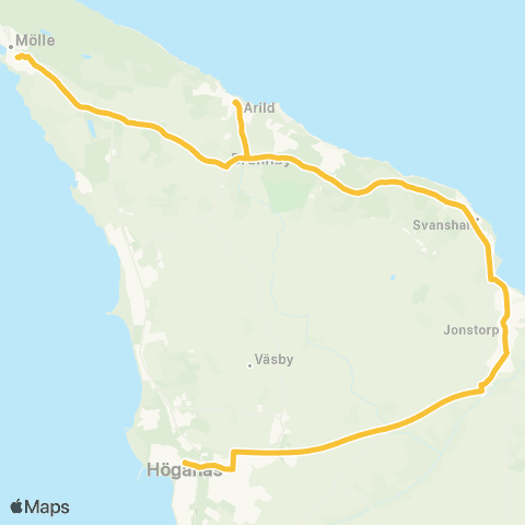 Skånetrafiken Höganäs - Jonstorp - Arild - Mölle map