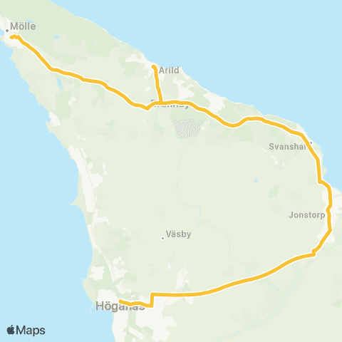 Skånetrafiken Höganäs - Jonstorp - Arild - Mölle map