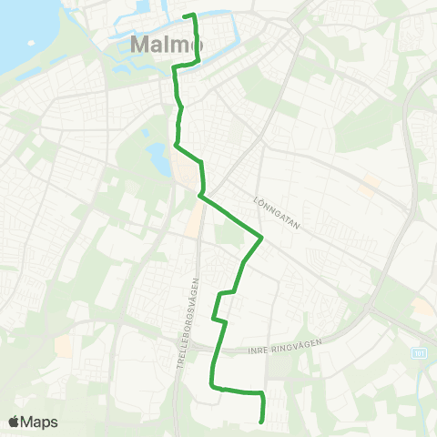 Skånetrafiken Kastanjegården-Södervärn-G A torg - Malmö C map