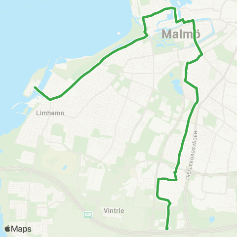 Skånetrafiken Svågertorp-Södervärn-Malmö C-Ön map