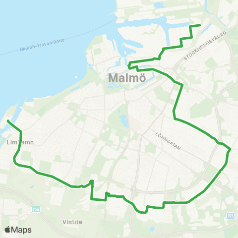 Skånetrafiken Ön-Hyllie-Jägesro-Malmö C-Östra hamnen map