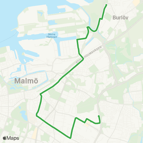 Skånetrafiken Kryddgården-Södervärn-Värnhem-Sjölundaviadukten-Ar map