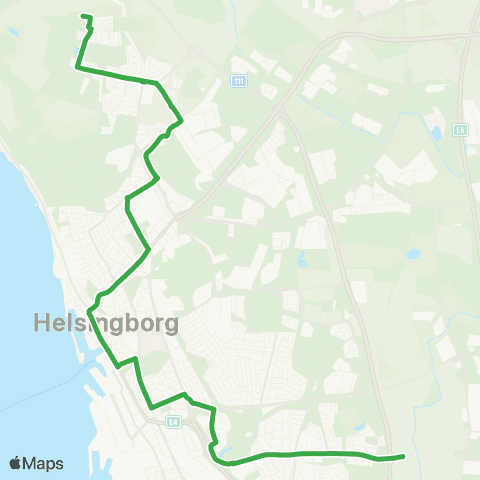Skånetrafiken Kungshult - Helsingborg C - Östra Ramlösa map