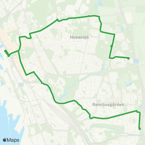 Skånetrafiken Västergård-Helsingborg C-Elineberg-Humlegården map
