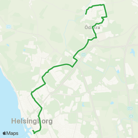 Skånetrafiken Ödåkra - Berga Industriområde - Helsingborg C map
