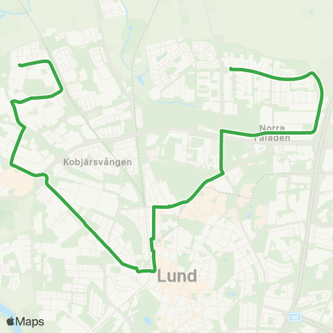 Skånetrafiken Gunnesbo - Lund C - Norra Fäladen map