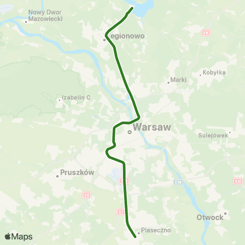 SKM Warszawa Piaseczno — Wieliszew (— Zegrze Południowe) map
