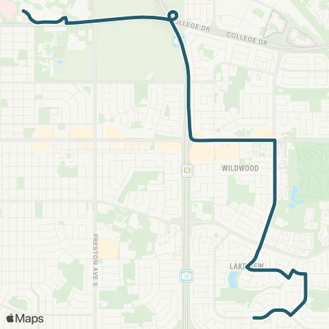 Saskatoon Transit Lakeview / University map