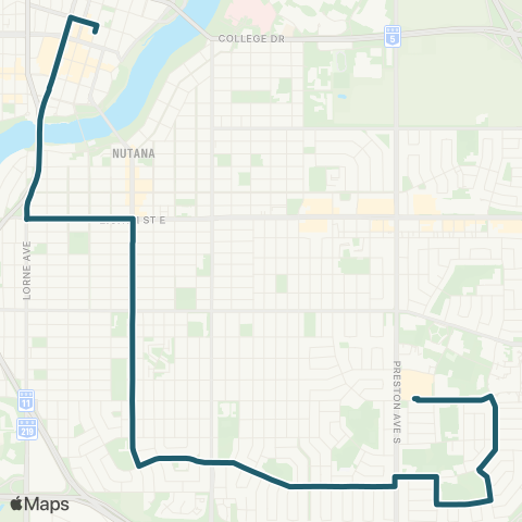 Saskatoon Transit Wilson Cres / City Centre map
