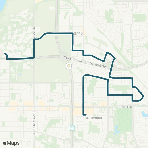 Saskatoon Transit College Park / University map