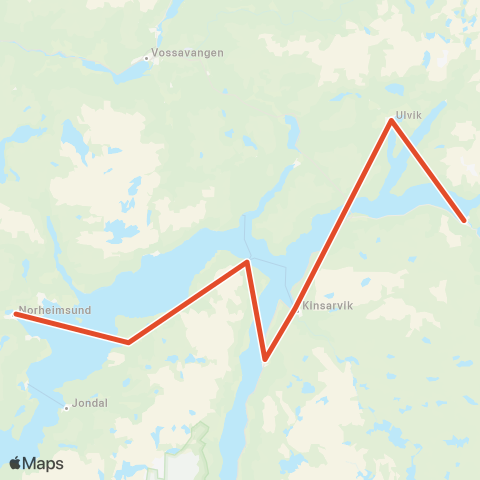 Skyss Turistrute indre Hardanger map
