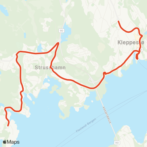 Skyss Kleppestø terminal - Strusshamn - Marikoven map