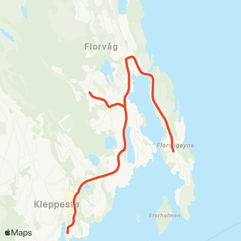 Skyss Øvre Florvåg - Kleppestø map