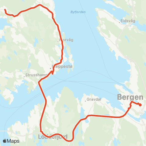 Skyss Haugland - Steinrusten - Kleppestø - (Bergen) map