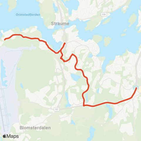 Skyss Grimstad - Dolvik - Sandsli - Lagunen map