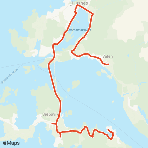 Skyss Valen - Husnes - Halsnøy map