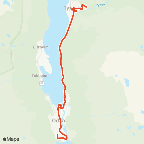 Skyss Skogly - Tyssedal - Odda map
